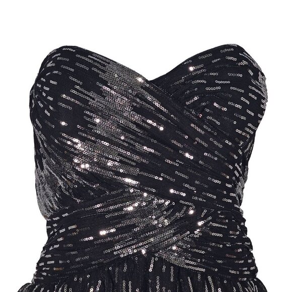Vintage Roberta Sequin Cocktail Mini Dress Sweetheart Silver Black Size 7/8 - Picture 11 of 11